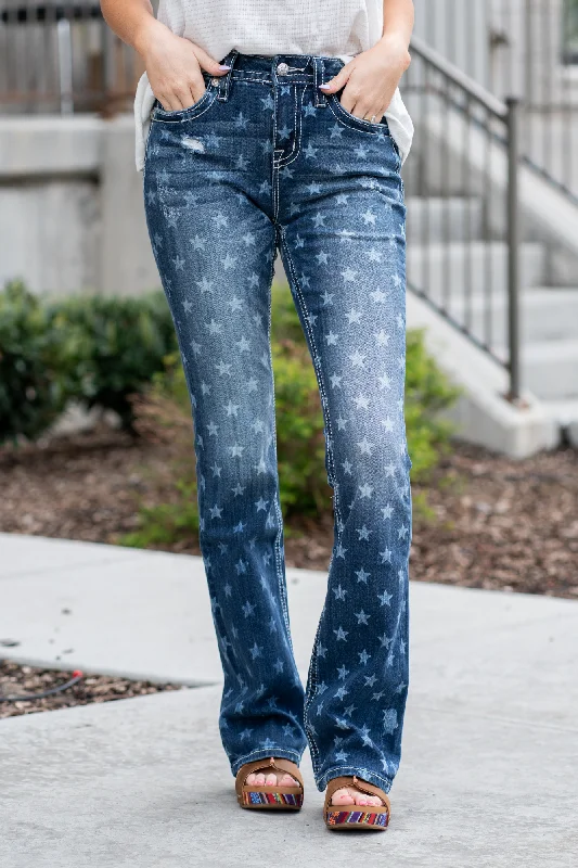 Americana Star Print High Rise Boot Cut