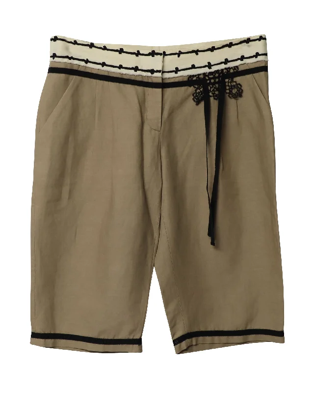 Alberta Ferretti Bermuda Shorts in Beige Linen