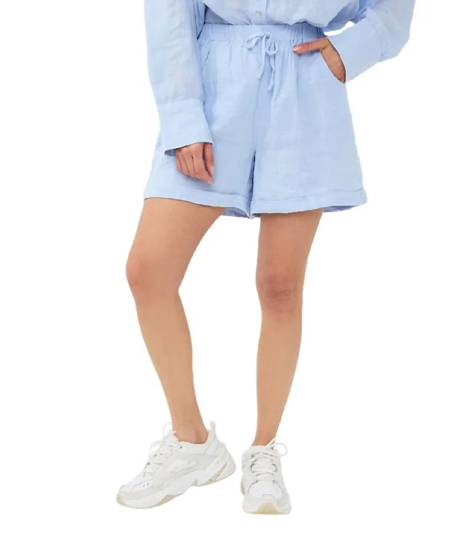 Linen Shorts In Light Blue