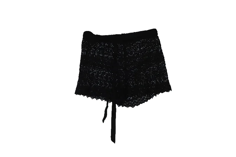 Miguelina Crochet Lace Shorts in Black Cotton