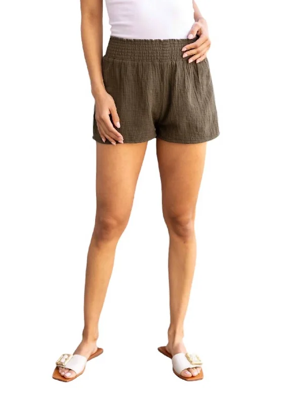 Smocked Waist Shorts In Troops