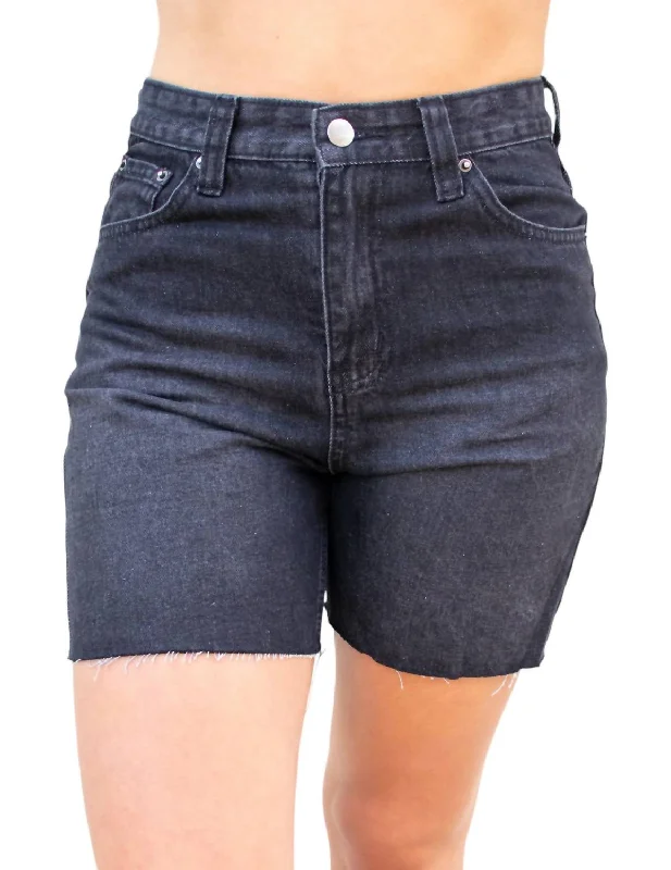 Summertime Denim Thigh Shorts In Black